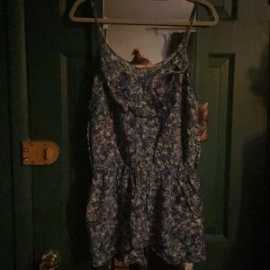 Black Poppy Blue Romper with Pockets